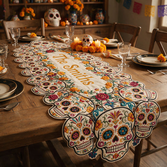 Day Of The Death - Personalized Skull Table Runner Custom Shape