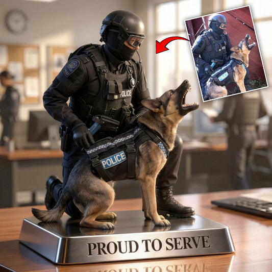 Stolz im Dienst – Personalisierte Acrylplakette in Sonderform für Polizeibeamte