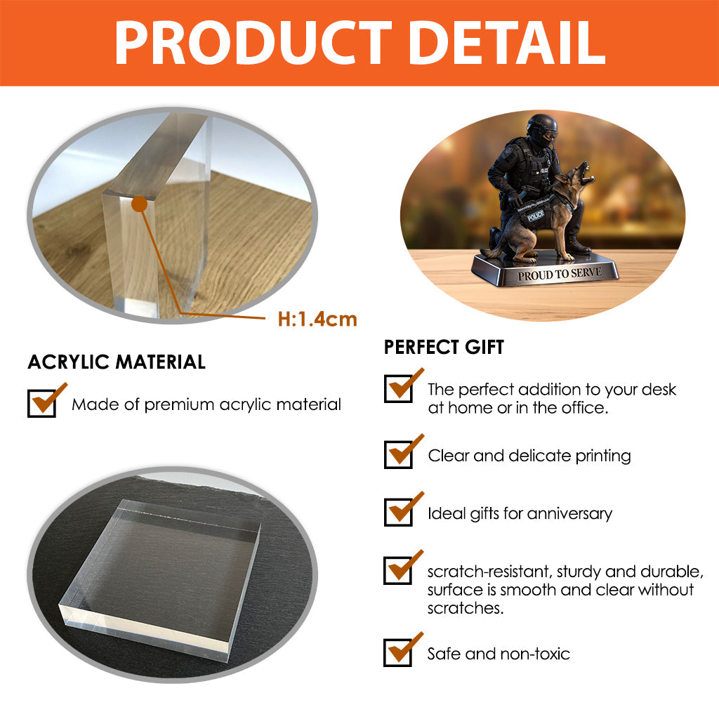 Stolz im Dienst – Personalisierte Acrylplakette in Sonderform für Polizeibeamte