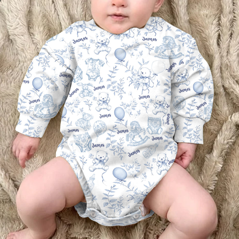 Toil de Jouy Muster für Kinderzimmer - Personalisierter Langarm-Body für Kinder