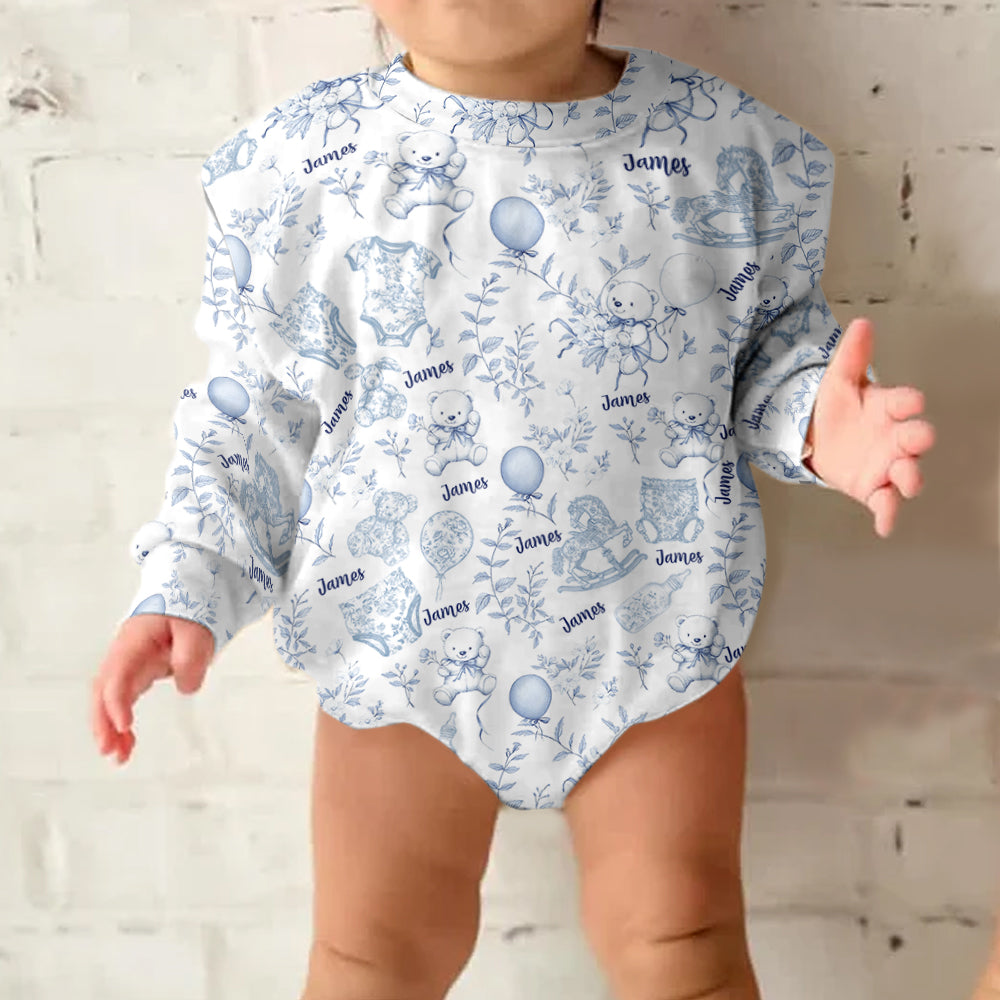 Toil de Jouy Muster für Kinderzimmer - Personalisierter Langarm-Body für Kinder