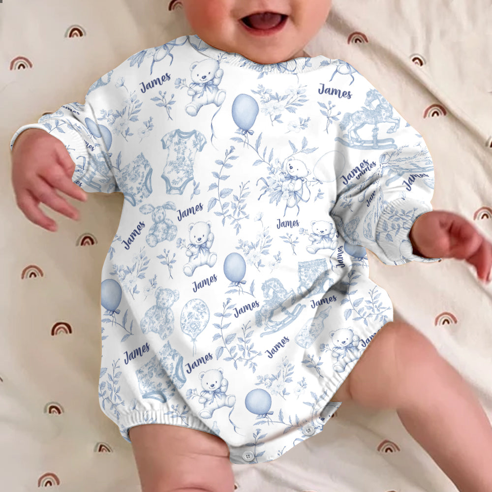 Toil de Jouy Muster für Kinderzimmer - Personalisierter Langarm-Body für Kinder