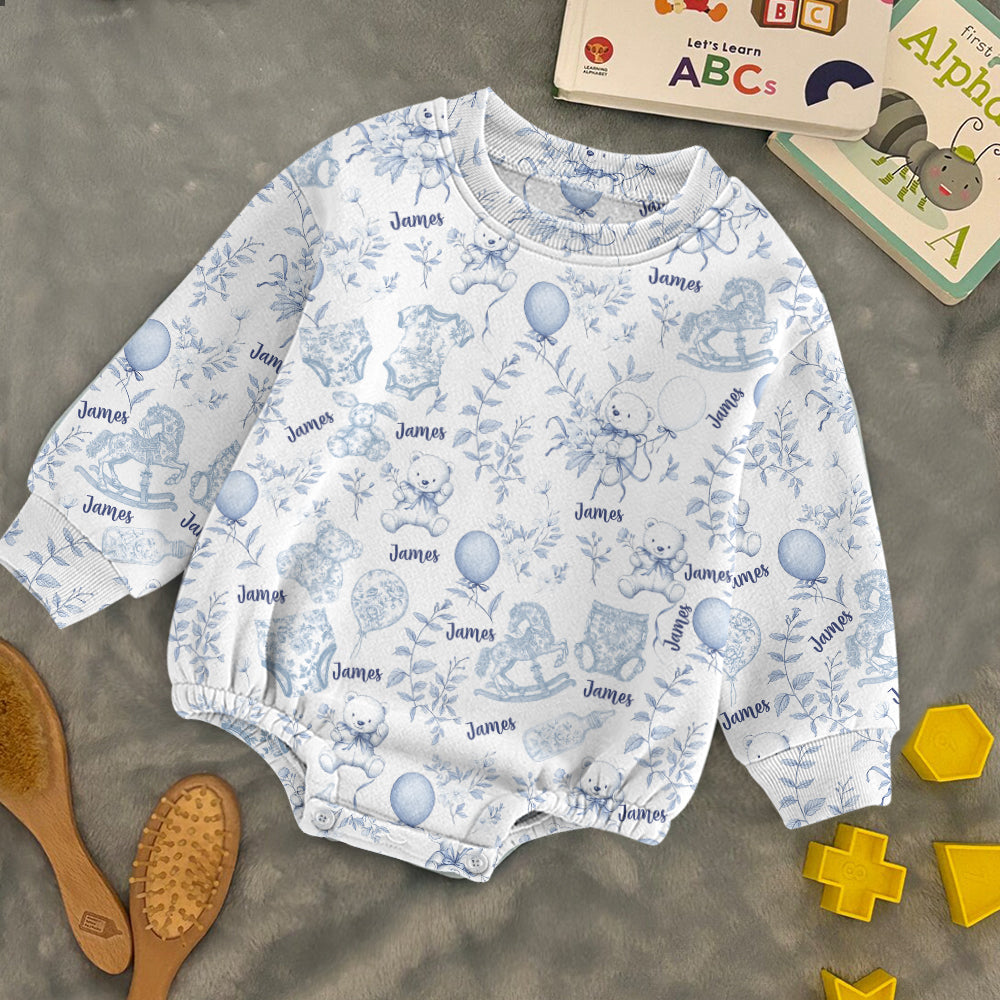 Toil de Jouy Muster für Kinderzimmer - Personalisierter Langarm-Body für Kinder