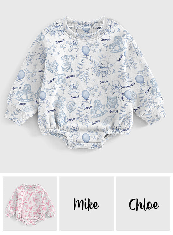 Toil de Jouy Muster für Kinderzimmer - Personalisierter Langarm-Body für Kinder