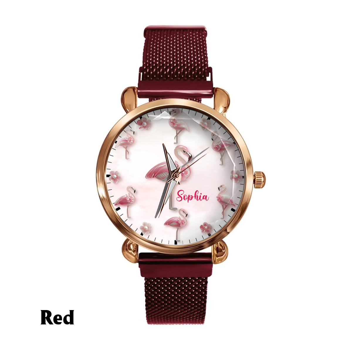 Elegance in Bloom Flamingo – Personalisierte Flamingo-Damenhanduhr 
