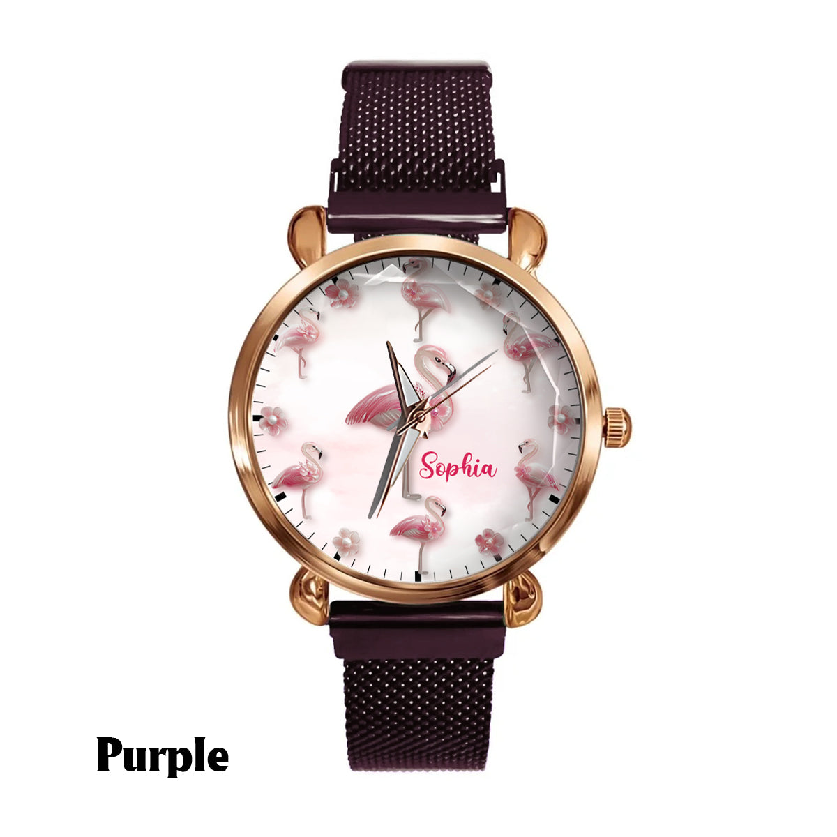Elegance in Bloom Flamingo – Personalisierte Flamingo-Damenhanduhr 