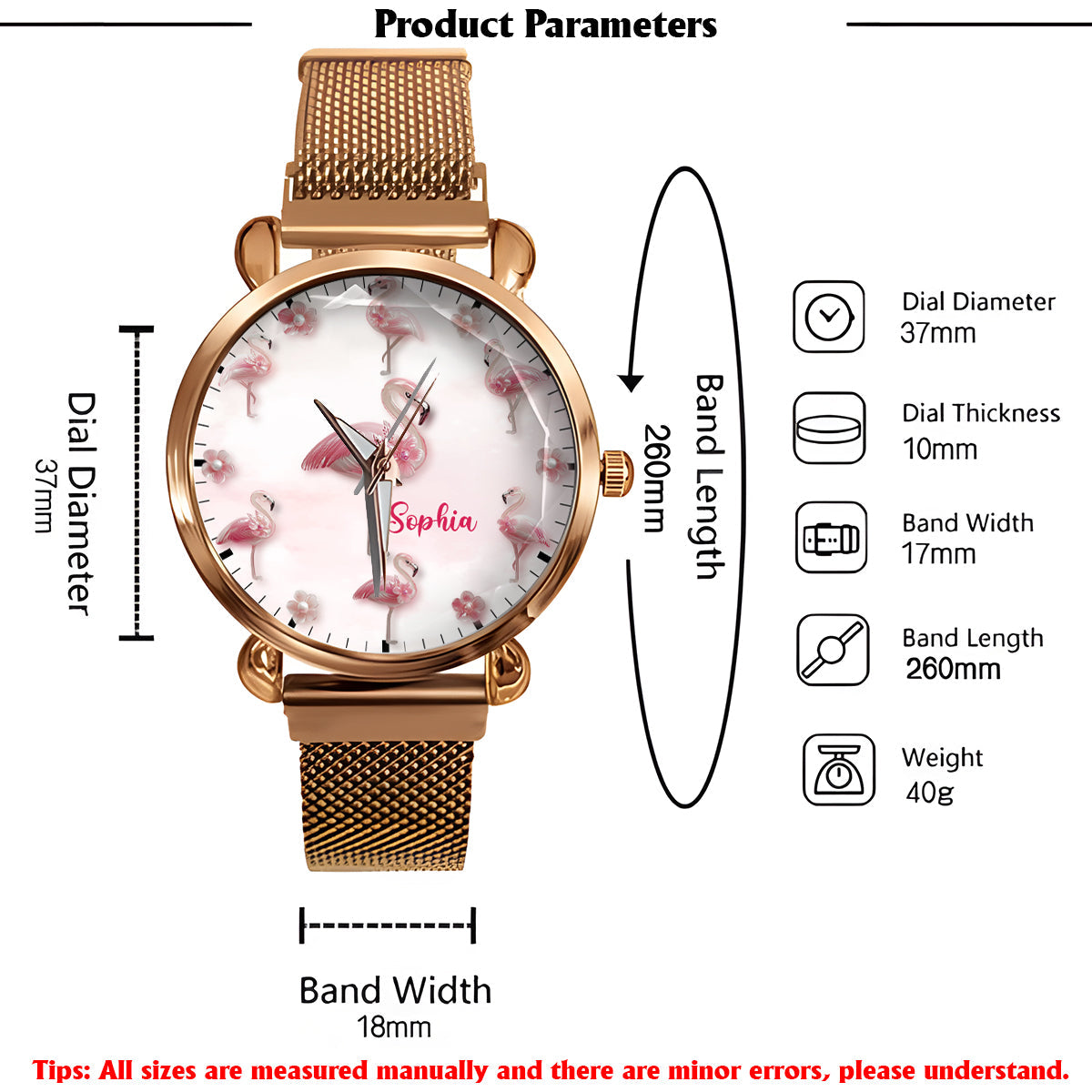 Elegance in Bloom Flamingo – Personalisierte Flamingo-Damenhanduhr 