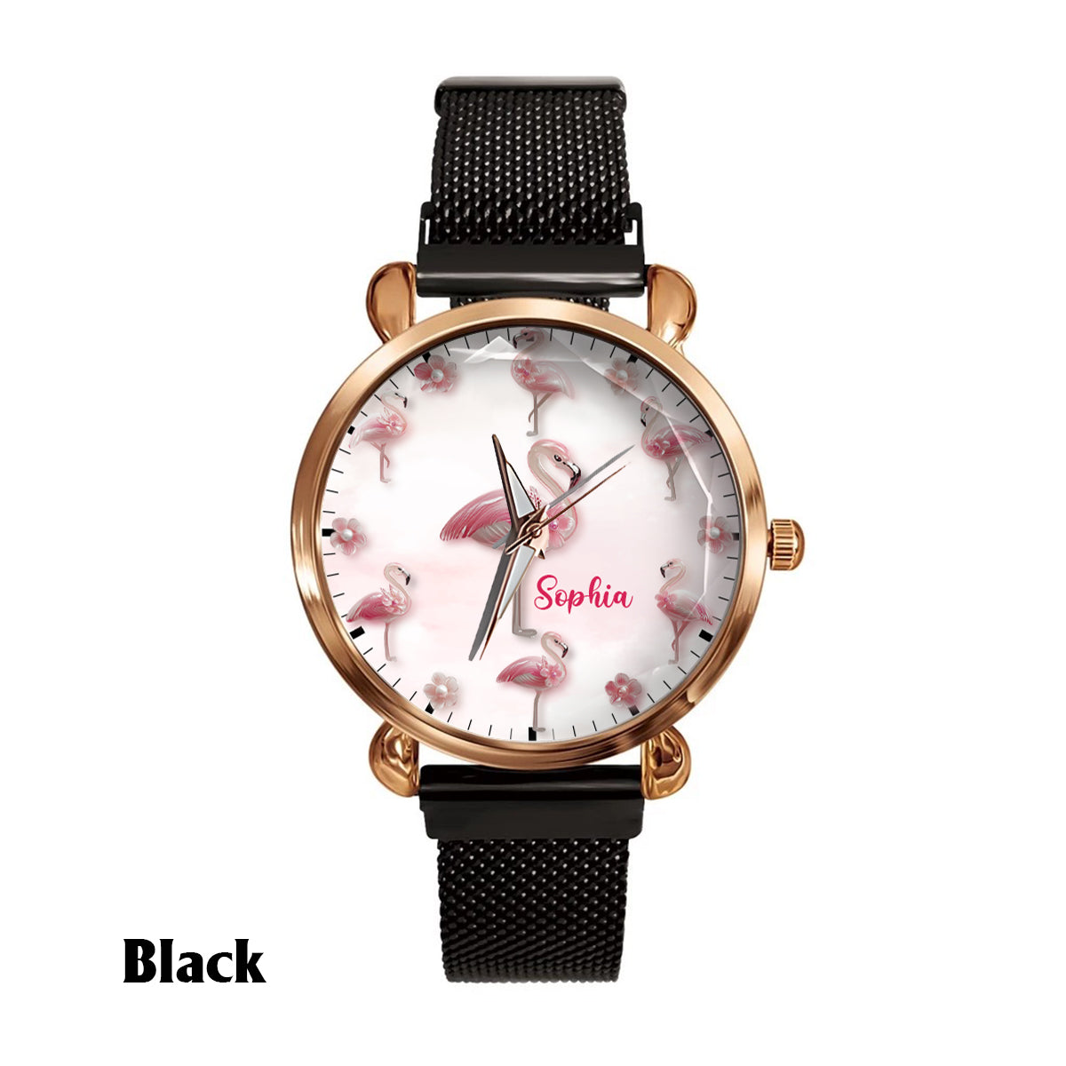 Elegance in Bloom Flamingo – Personalisierte Flamingo-Damenhanduhr 