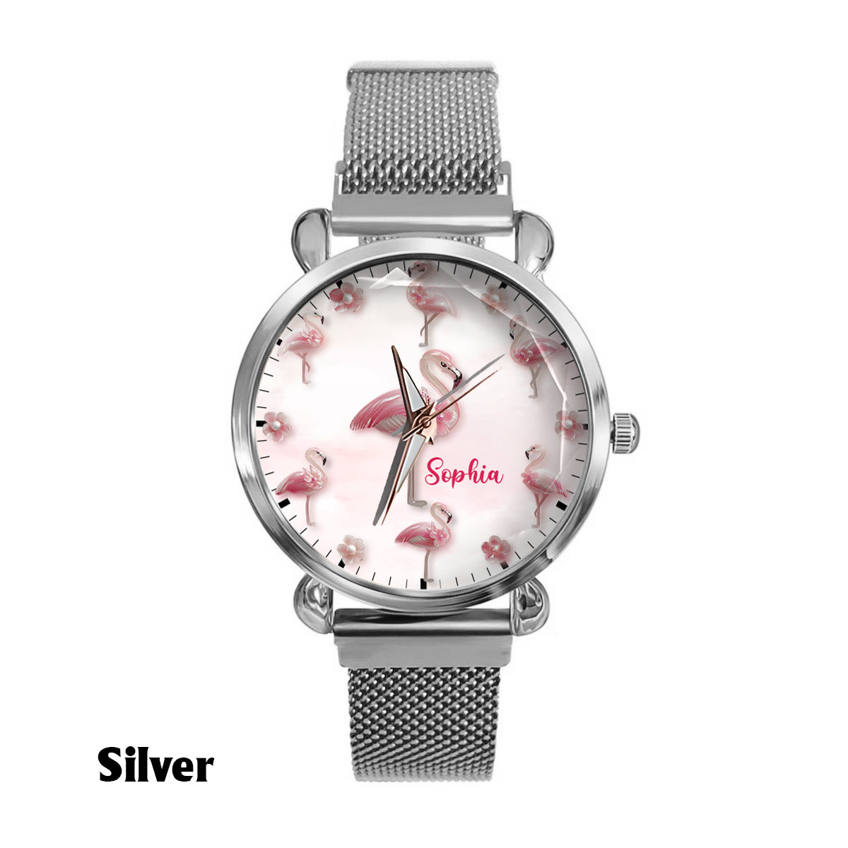 Elegance in Bloom Flamingo – Personalisierte Flamingo-Damenhanduhr 