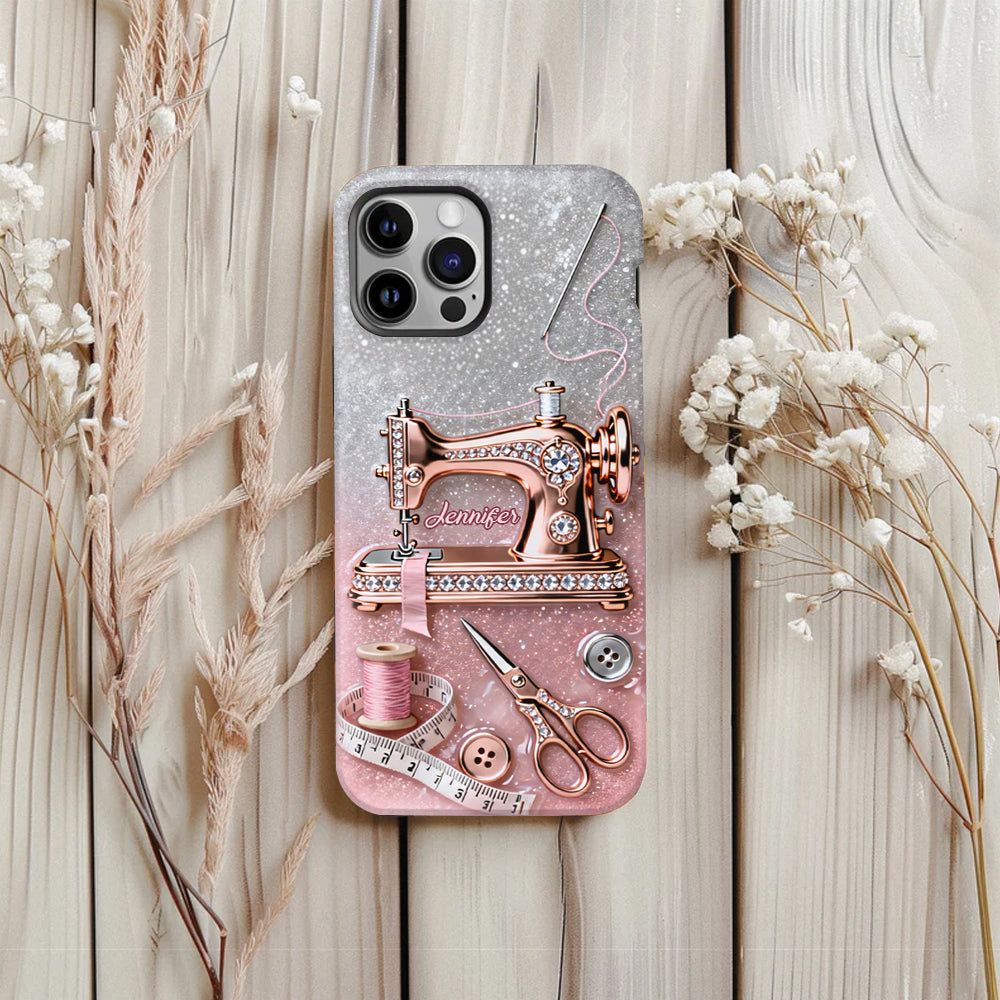 Ich liebe Nähen – Personalisierte Handyhülle mit Nähmotiv