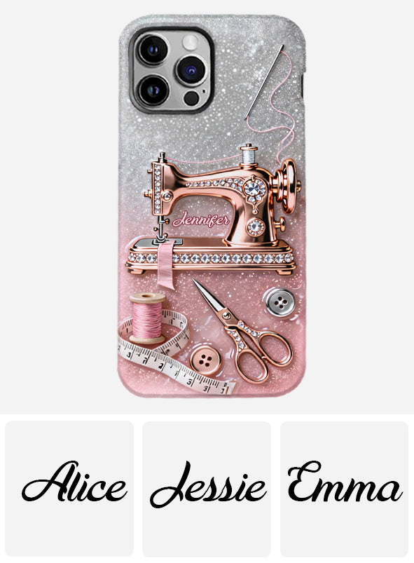 Ich liebe Nähen – Personalisierte Handyhülle mit Nähmotiv