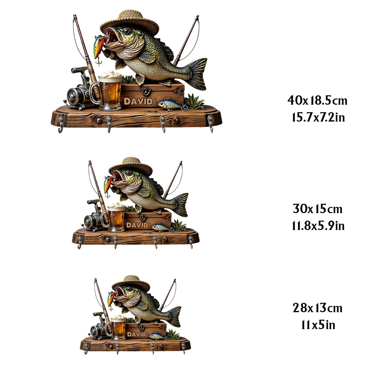 Angel-Liebhaber – Personalisierter Angelhaken in individueller Form zum Aufhängen