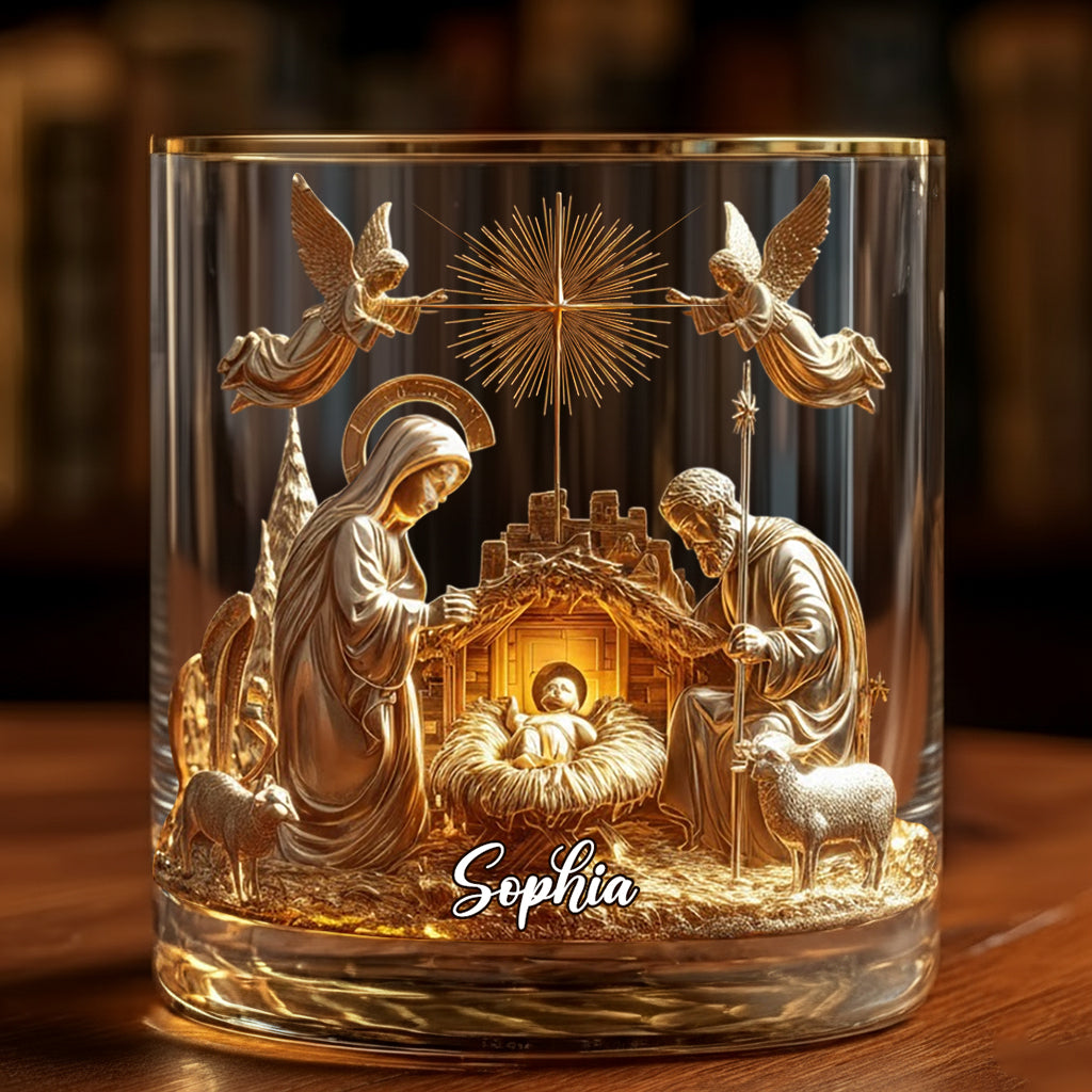 Weihnachtsmoment – ​​Personalisiertes christliches Whiskyglas