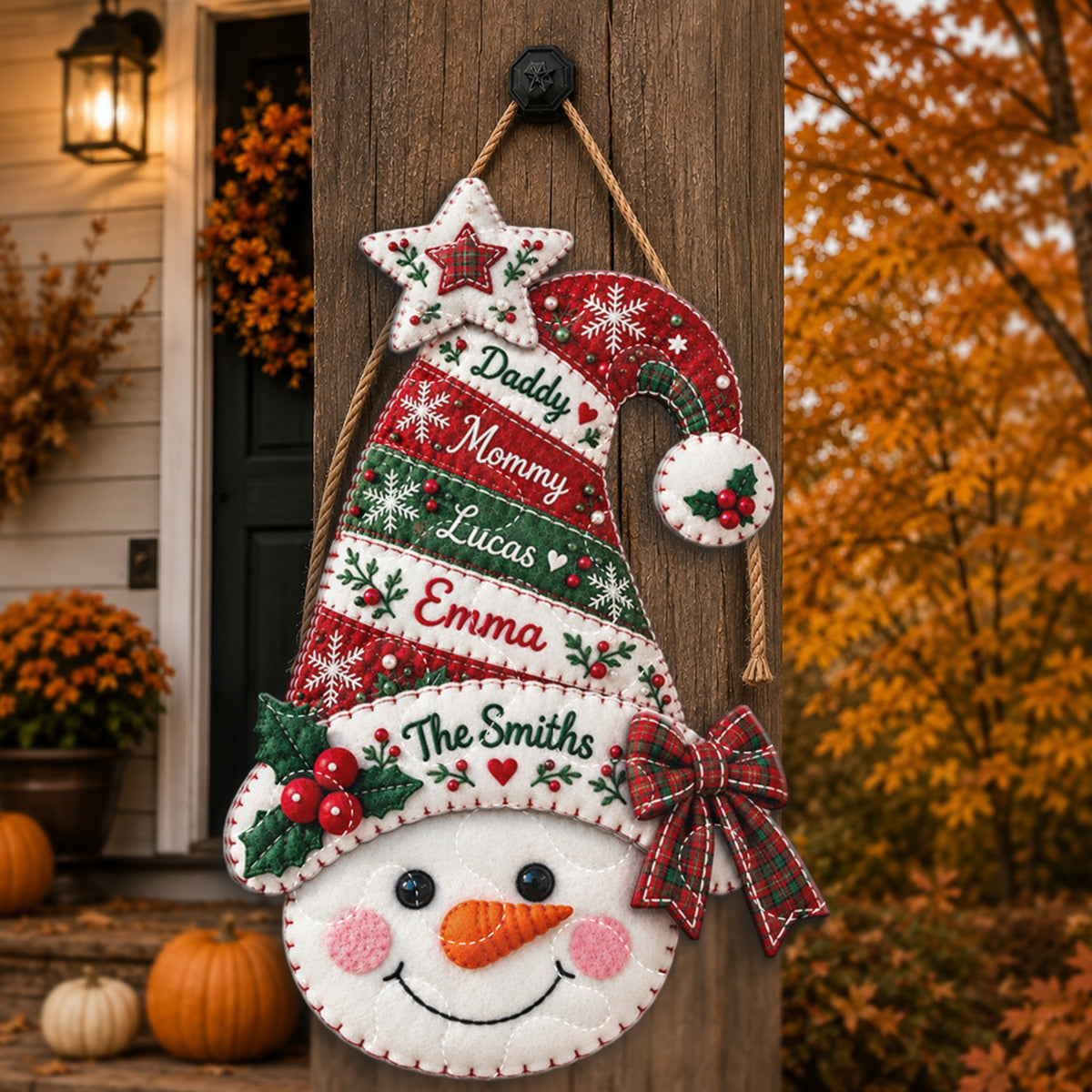 Familienzusammenkunft - Personalisierter Weihnachts-Türhänger