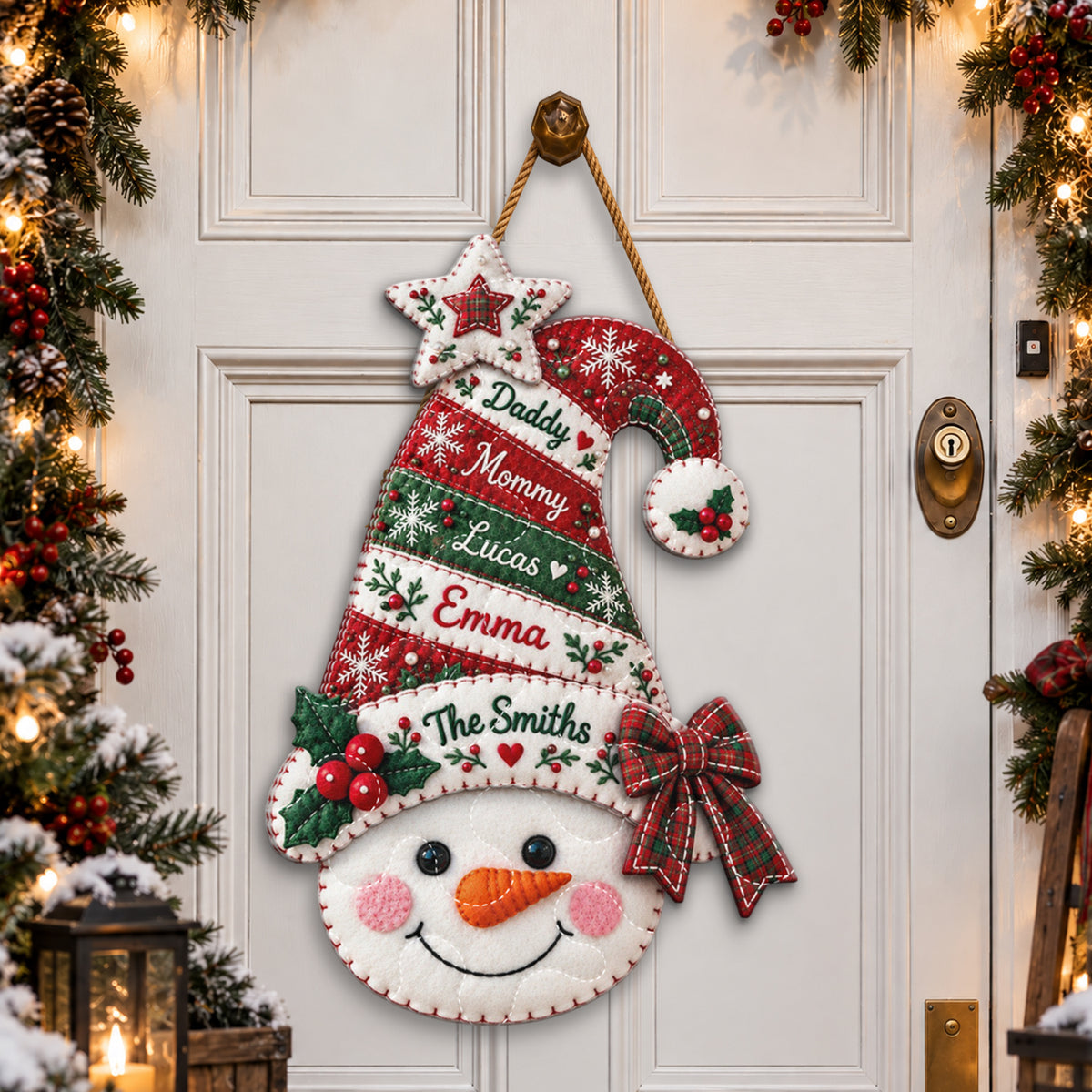 Familienzusammenkunft - Personalisierter Weihnachts-Türhänger