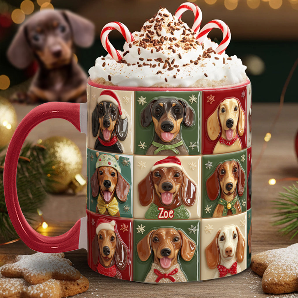 Fröhliche Wuff-Weihnachten – Personalisierte Tasse mit Dackelmotiv
