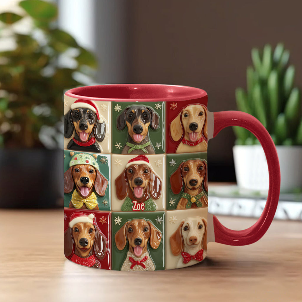 Fröhliche Wuff-Weihnachten – Personalisierte Tasse mit Dackelmotiv