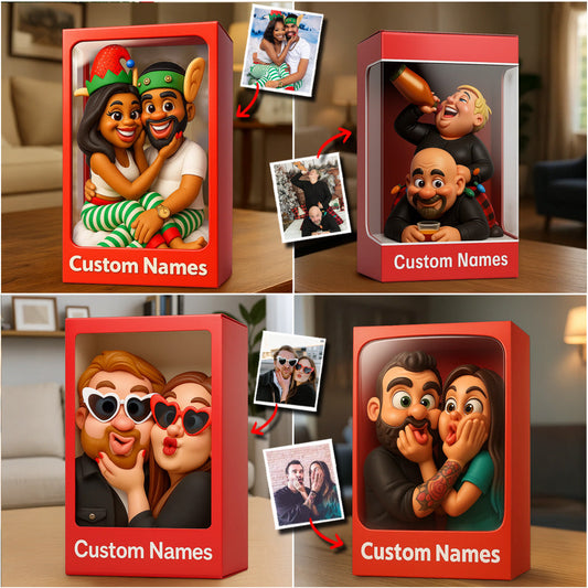 Funny Gift Cartoonish Exaggerated Mascot Style - Personalized Couple Custom Shaped Acrylic Plaque