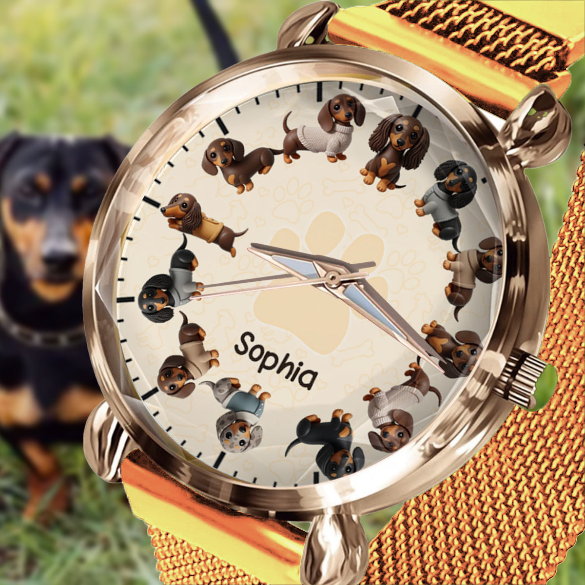 Das Leben ist schöner mit meinen Hunden – personalisierte Damen-Handuhr mit Hundemotiv 