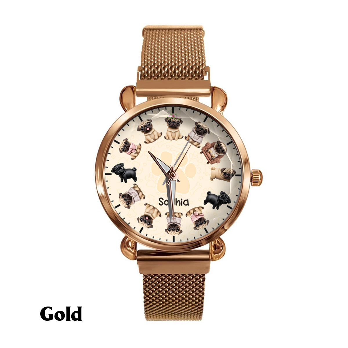 Das Leben ist schöner mit meinen Hunden – personalisierte Damen-Handuhr mit Hundemotiv 