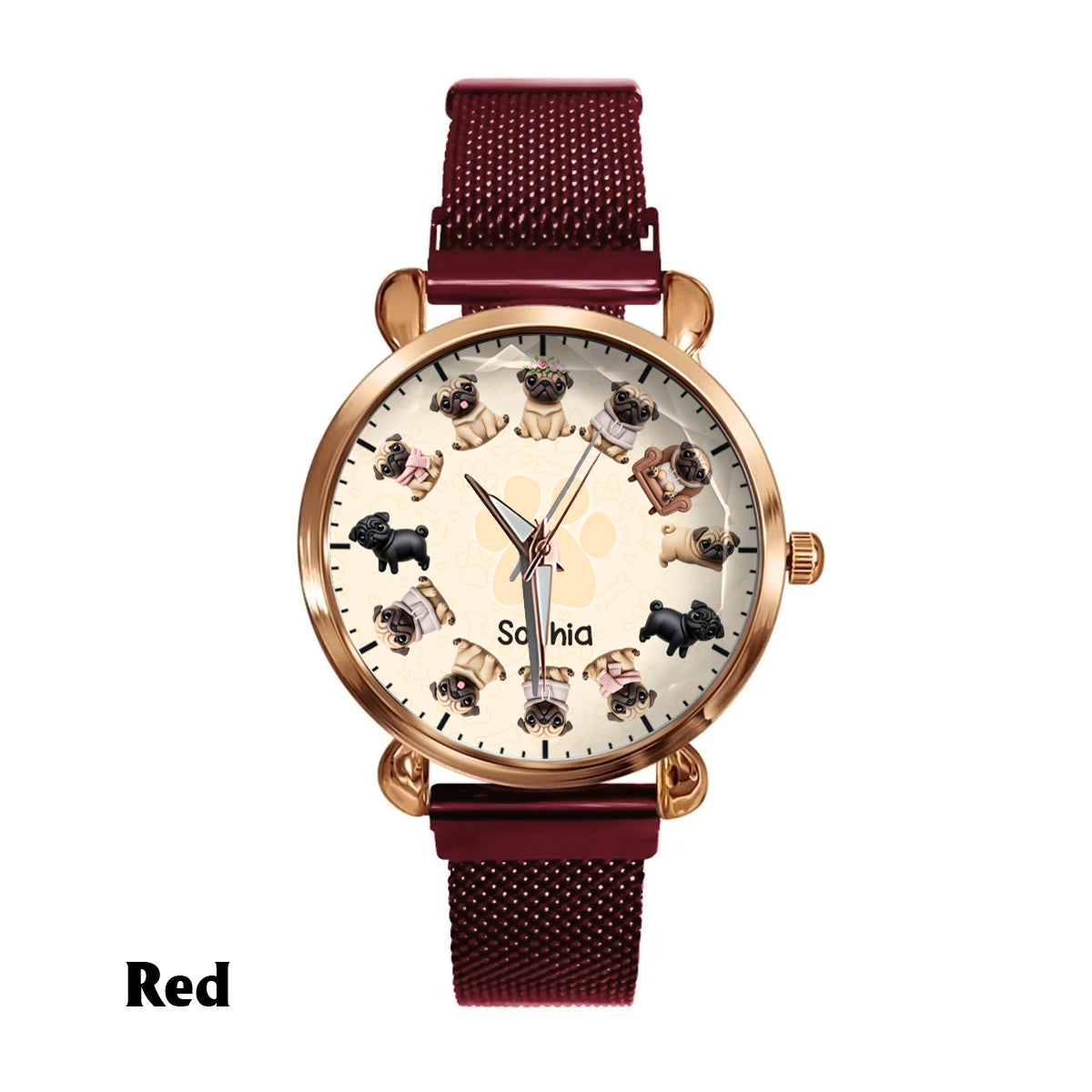 Das Leben ist schöner mit meinen Hunden – personalisierte Damen-Handuhr mit Hundemotiv 