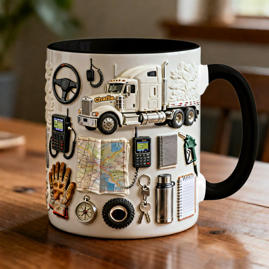 LKW-Fahrer - Personalisierter Becher mit LKW-Motiv