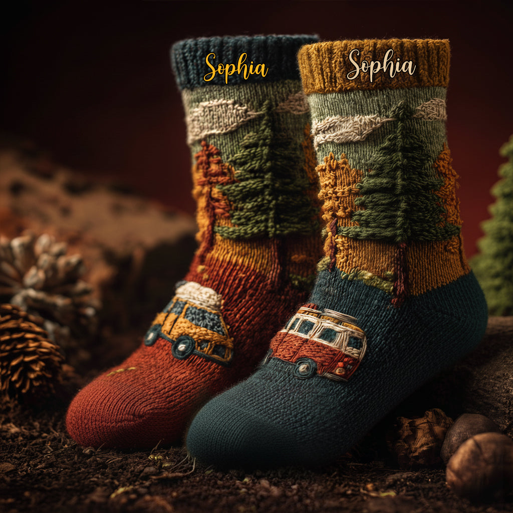 Glückliche Camper – personalisierte Campingsocken