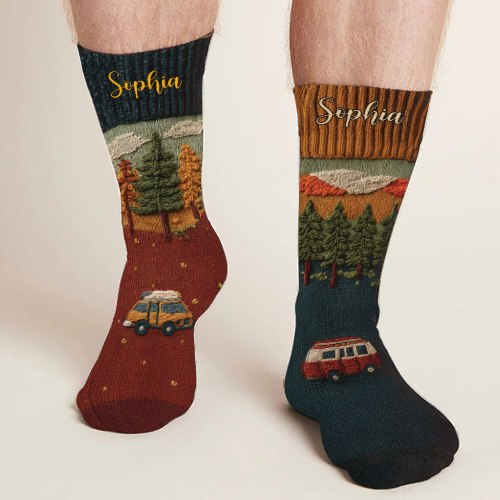 Glückliche Camper – personalisierte Campingsocken