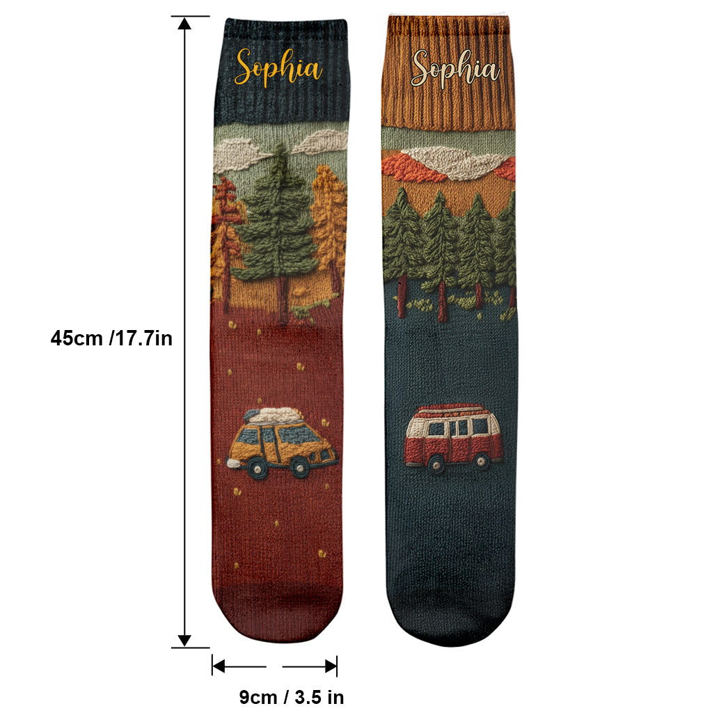 Glückliche Camper – personalisierte Campingsocken