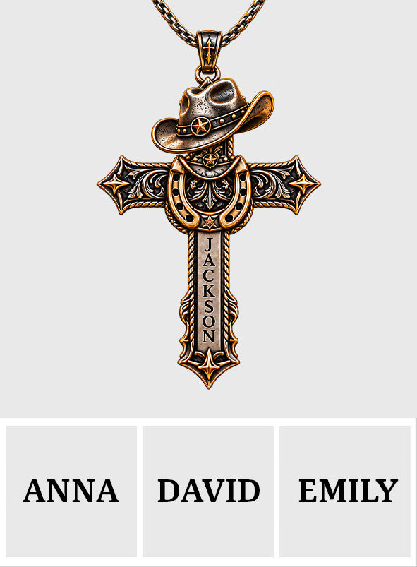 Ride by Faith - Personalized Western Outfit Shaped Metal Pendant Necklace
