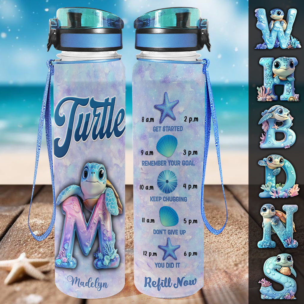 Personalisierte Wasserflasche mit Schildkrötenmotiv