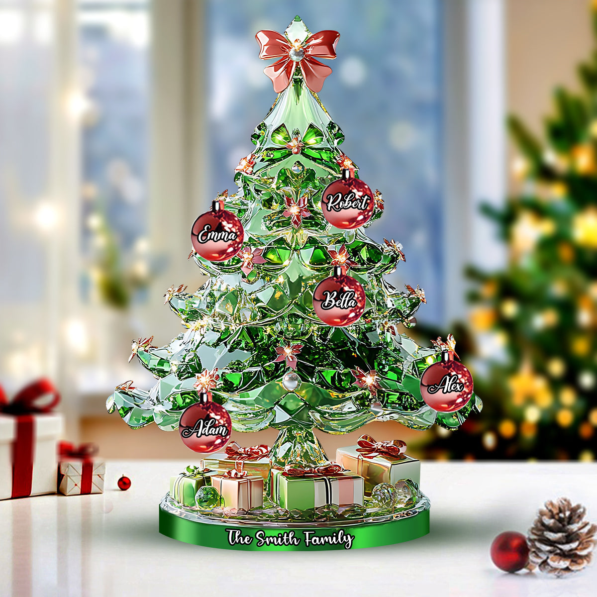 Frohe Weihnachten – Personalisierte Acrylplakette in individueller Familienform