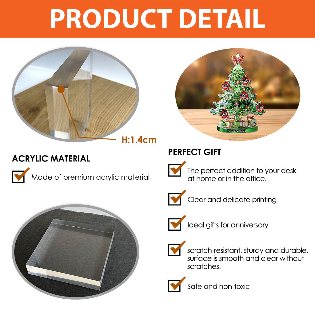 Frohe Weihnachten – Personalisierte Acrylplakette in individueller Familienform