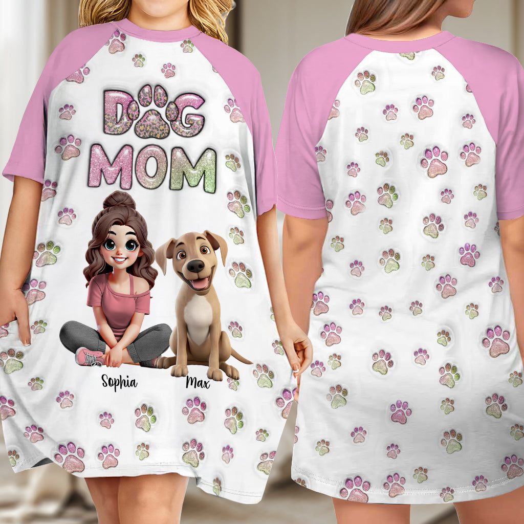 Hundemama - Personalisiertes Hunde-Schlaf-T-Shirt-Kleid