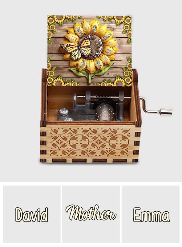 Sunflower Gift For Mom Grandma - Personalized Mother Hand Crank Music Box
