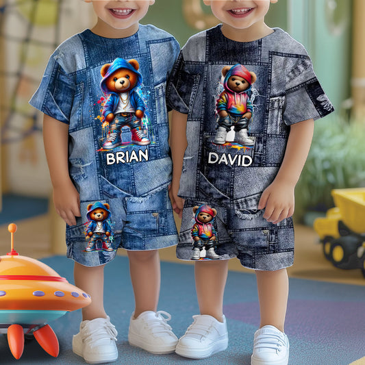 Cooler Bär – Personalisiertes Kinder-T-Shirt & Shorts