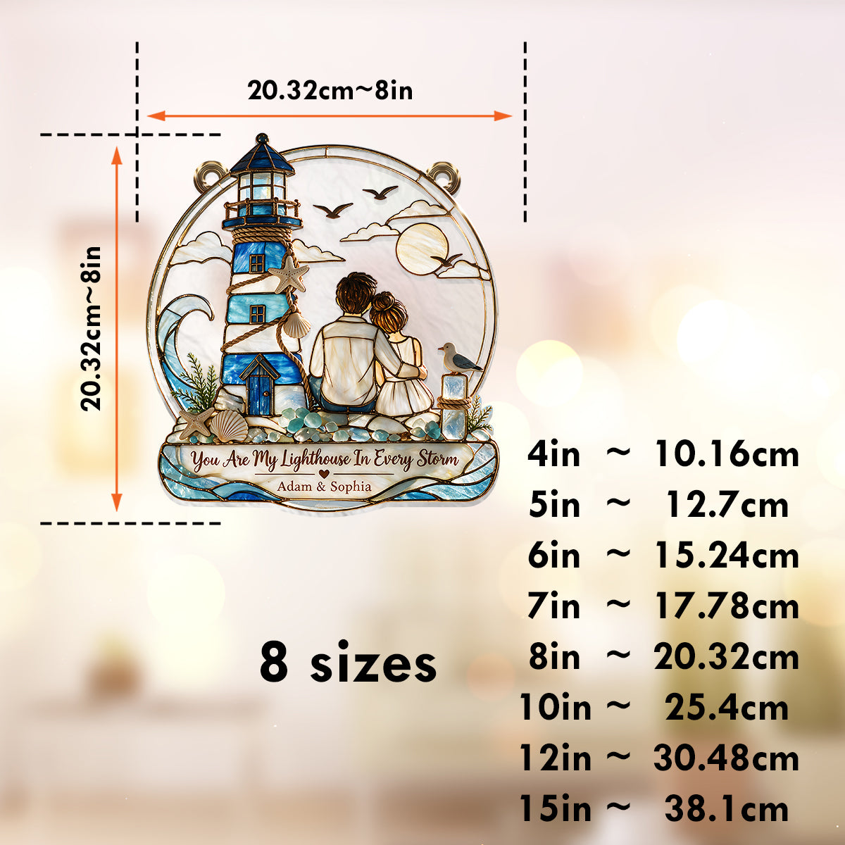 You Are My Lighthouse In Every Storm - Personalized Couple Window Hanging Suncatcher Ornament