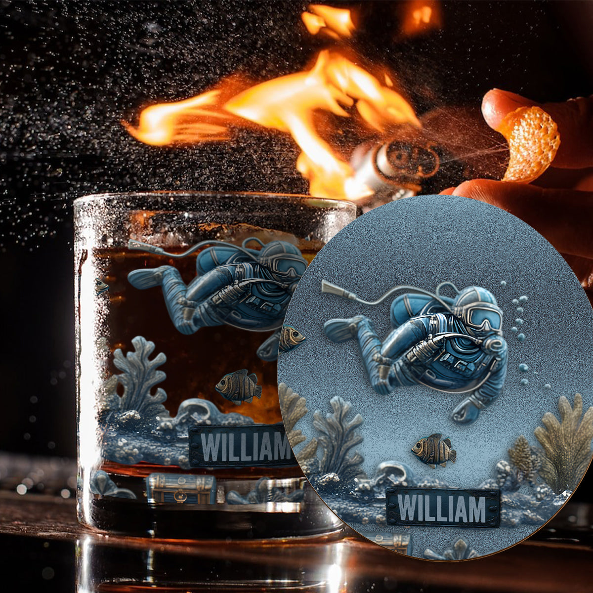 Ocean's Deep – Personalisiertes Whiskyglas für Taucher