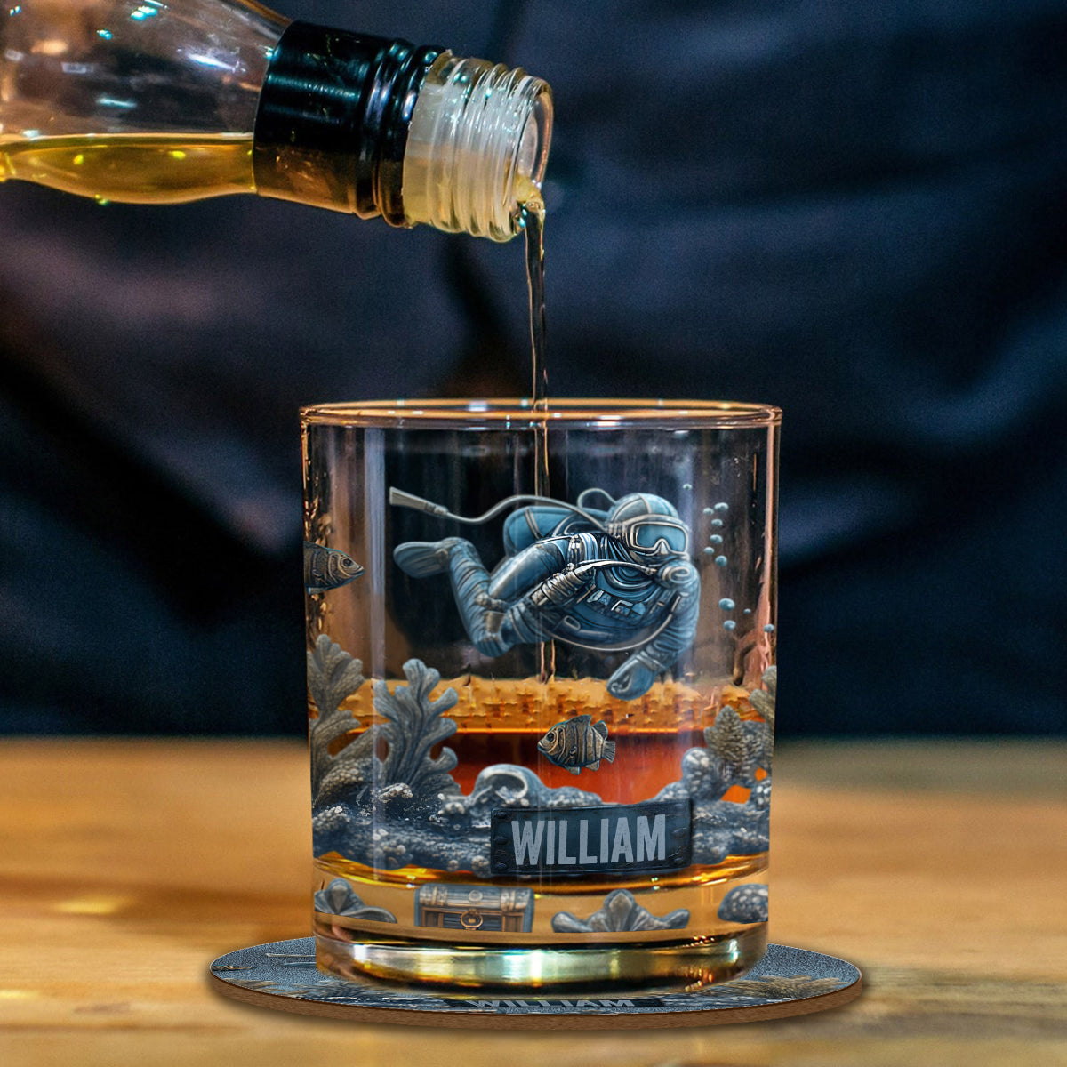 Ocean's Deep – Personalisiertes Whiskyglas für Taucher