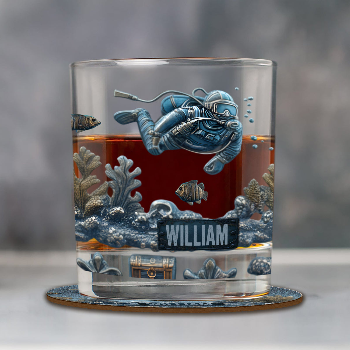 Ocean's Deep – Personalisiertes Whiskyglas für Taucher