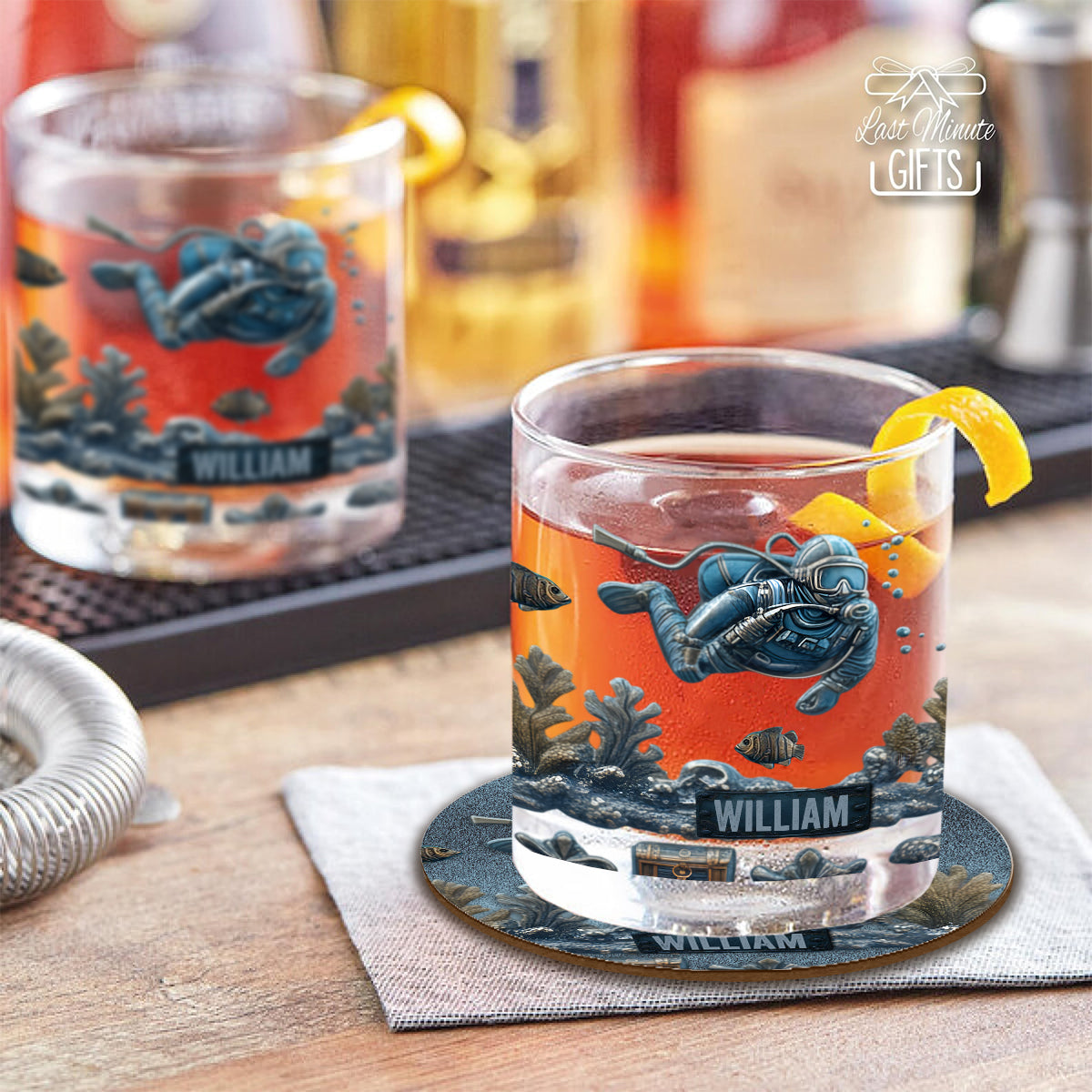 Ocean's Deep – Personalisiertes Whiskyglas für Taucher
