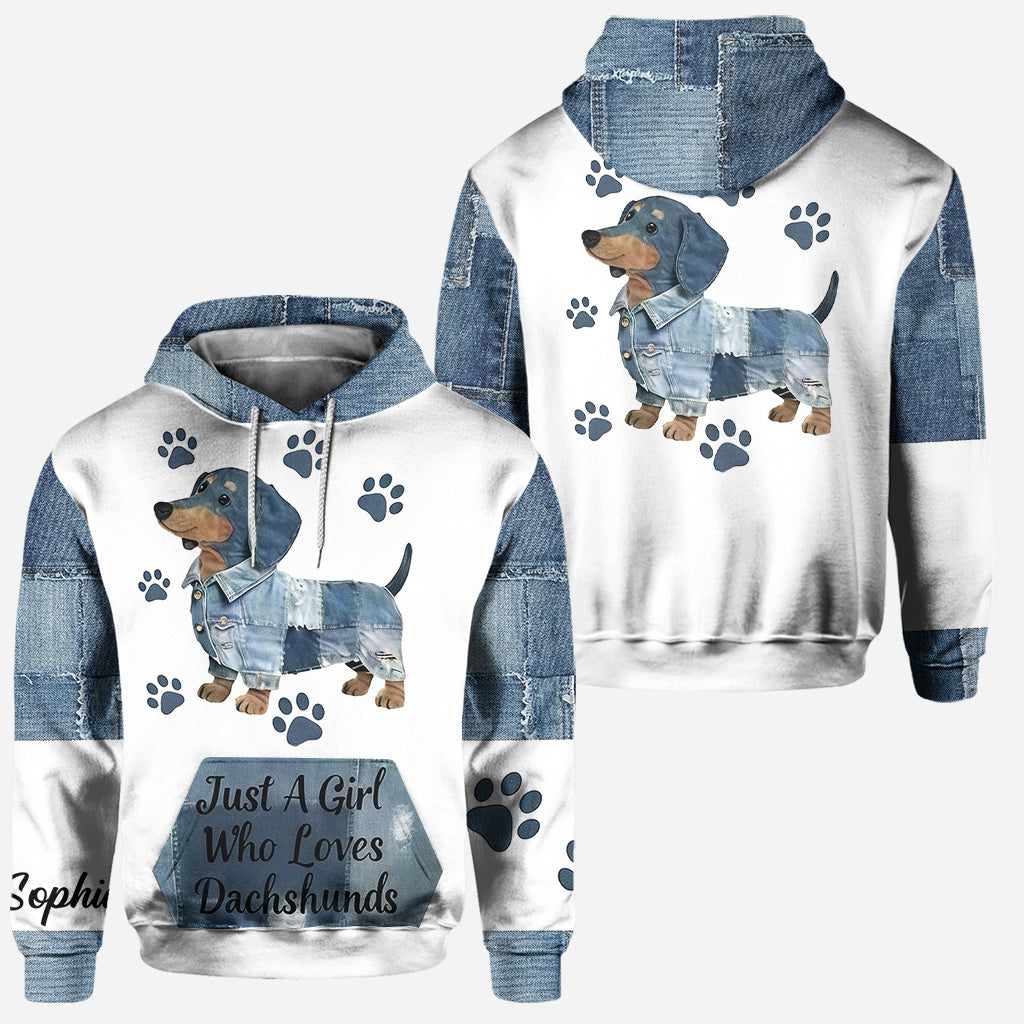 Einfach ein Mädchen, das Dackel liebt – Personalisierter Dackel-Hoodie und Leggings