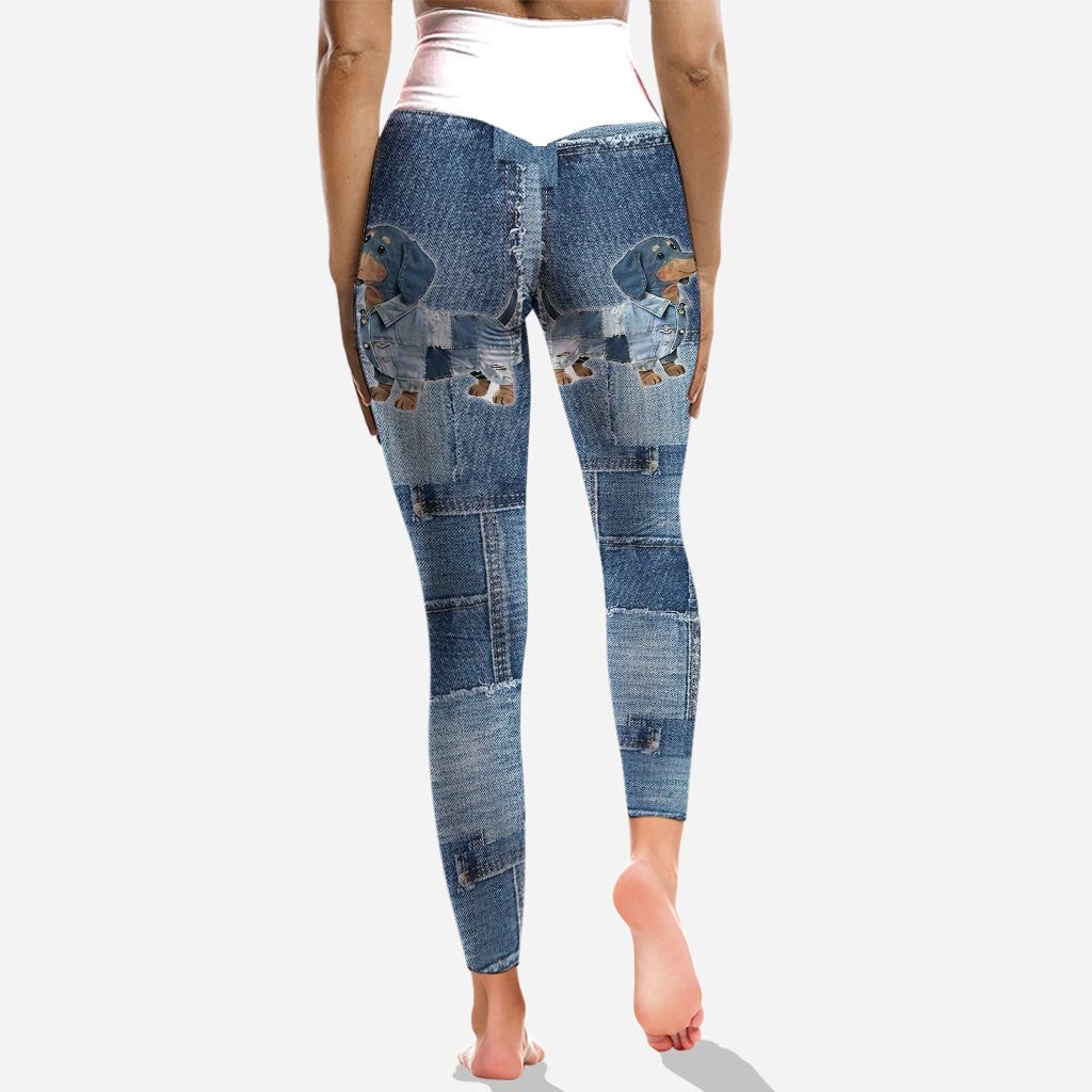 Einfach ein Mädchen, das Dackel liebt – Personalisierter Dackel-Hoodie und Leggings