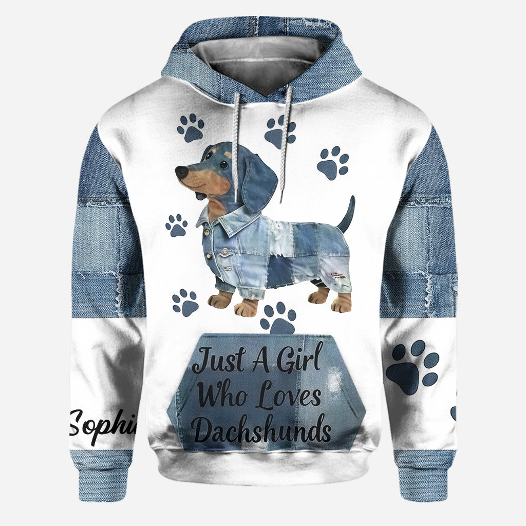 Einfach ein Mädchen, das Dackel liebt – Personalisierter Dackel-Hoodie und Leggings
