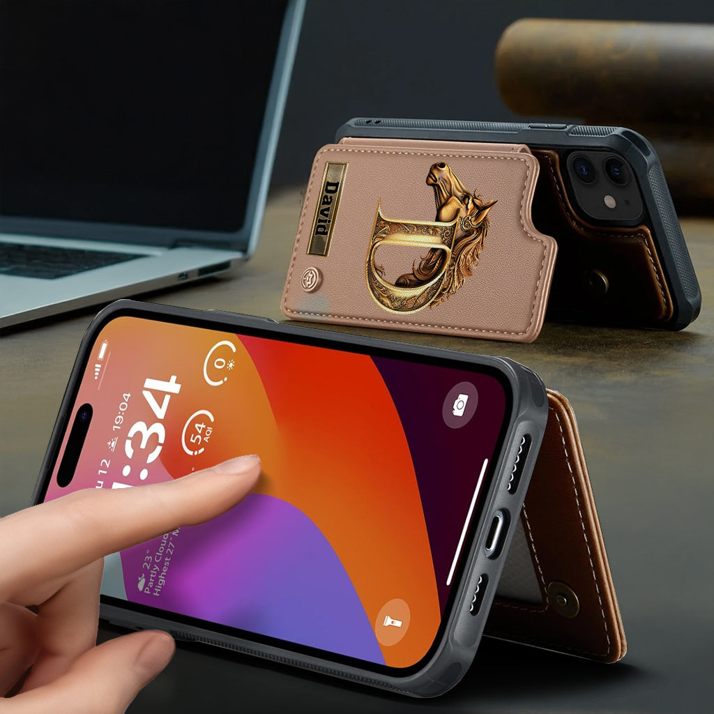 Liebe zum Pferd – Personalisierte Handyhülle mit Pferde-Geldbörse