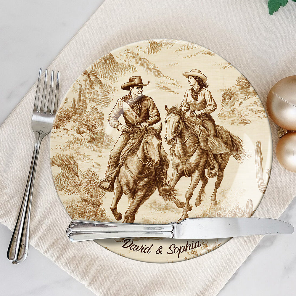 You And Me We Got This - Personalized Cowgirl Ceramic Round Plate