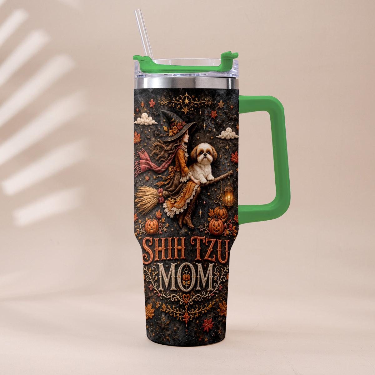 Halloween Dog Mom - Personalized Dog Tumbler With Plush Charm
