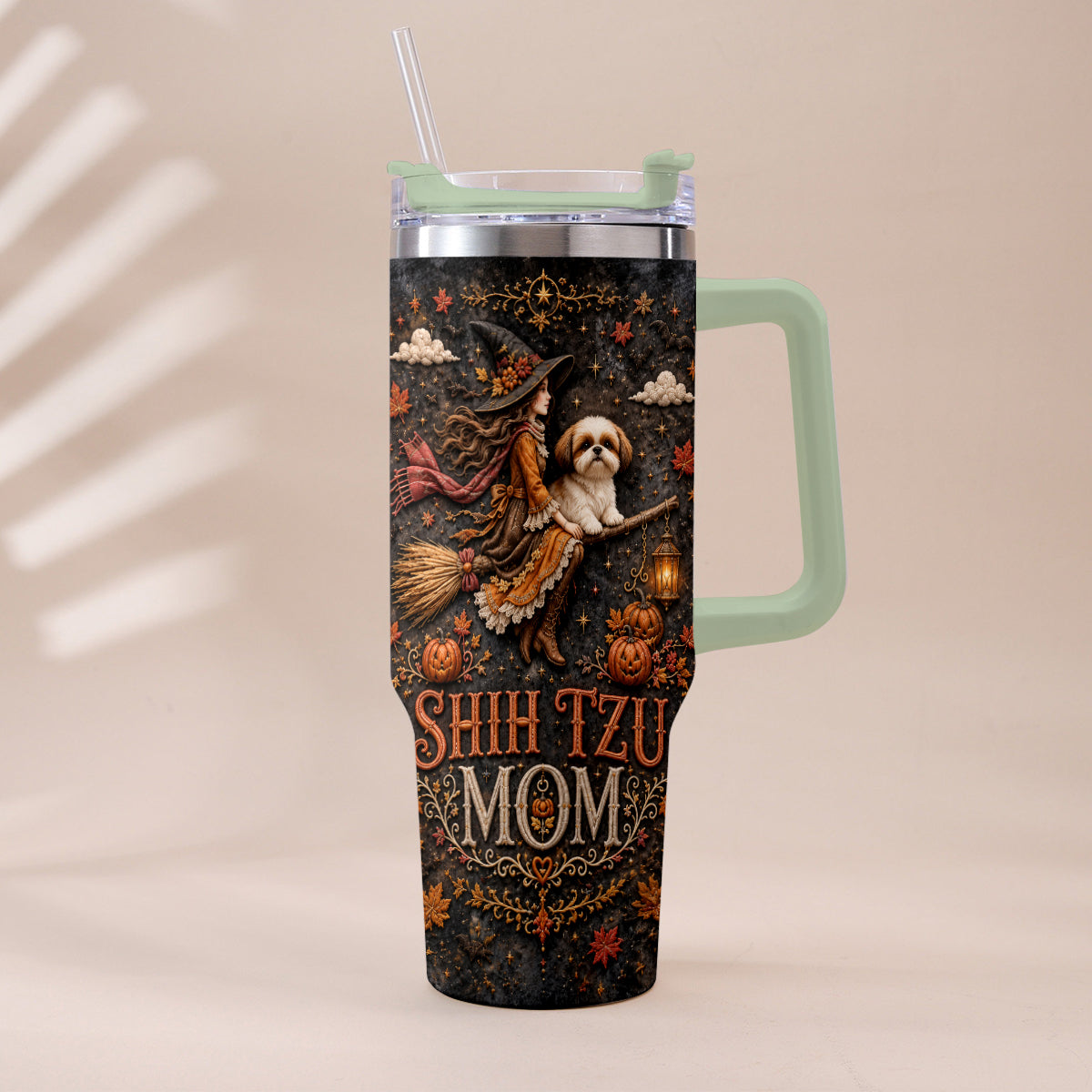 Halloween Dog Mom - Personalized Dog Tumbler With Plush Charm