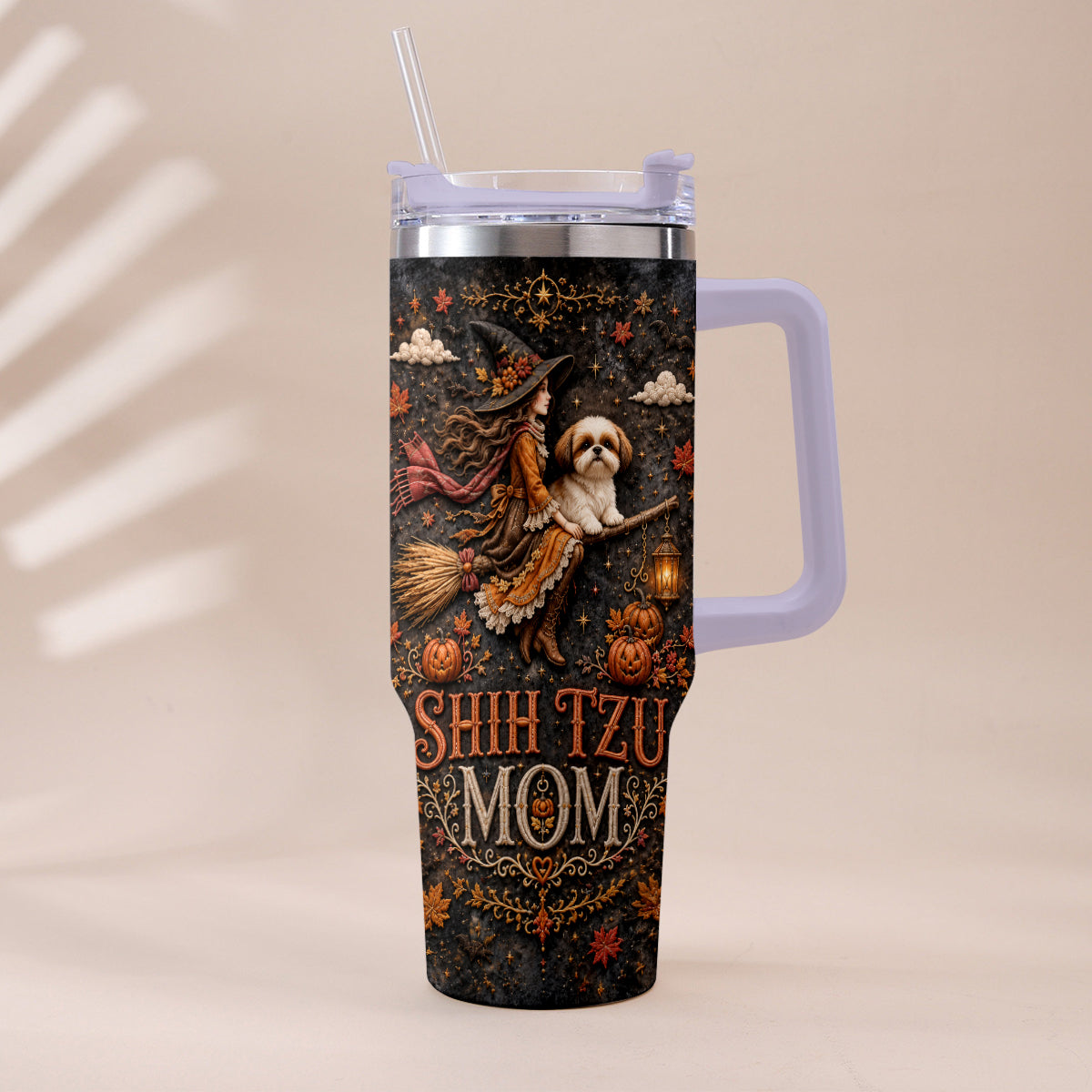 Halloween Dog Mom - Personalized Dog Tumbler With Plush Charm