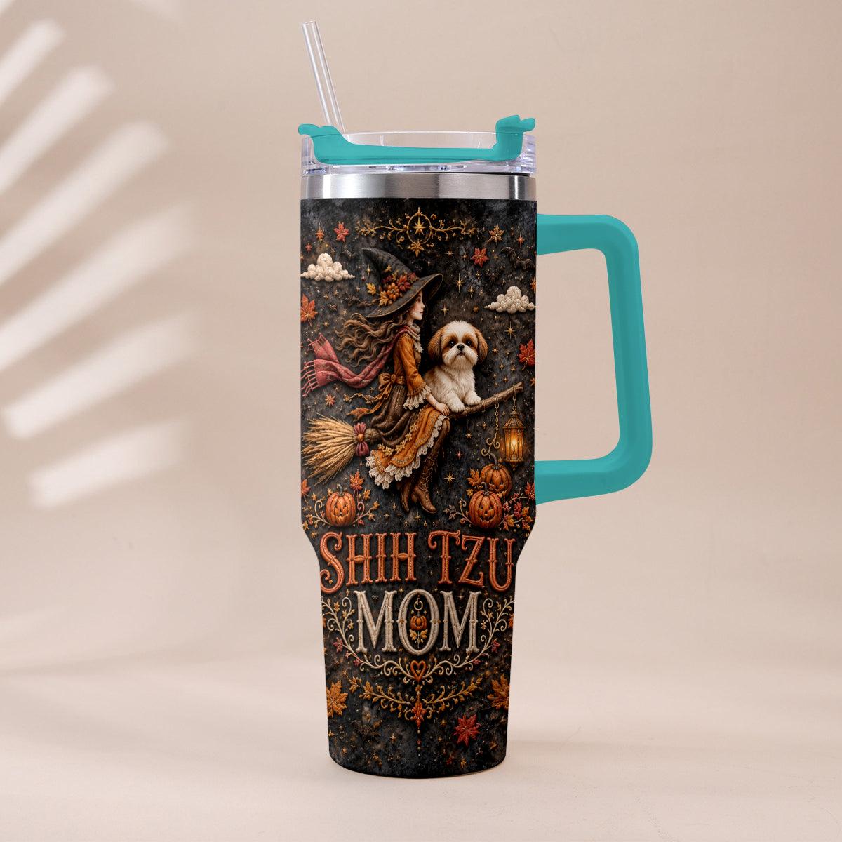 Halloween Dog Mom - Personalized Dog Tumbler With Plush Charm
